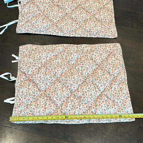 Pottery Barn Pink Floral Green Print  Corduroy European Shams  Set of 2 28x20 P - Picture 6 of 10